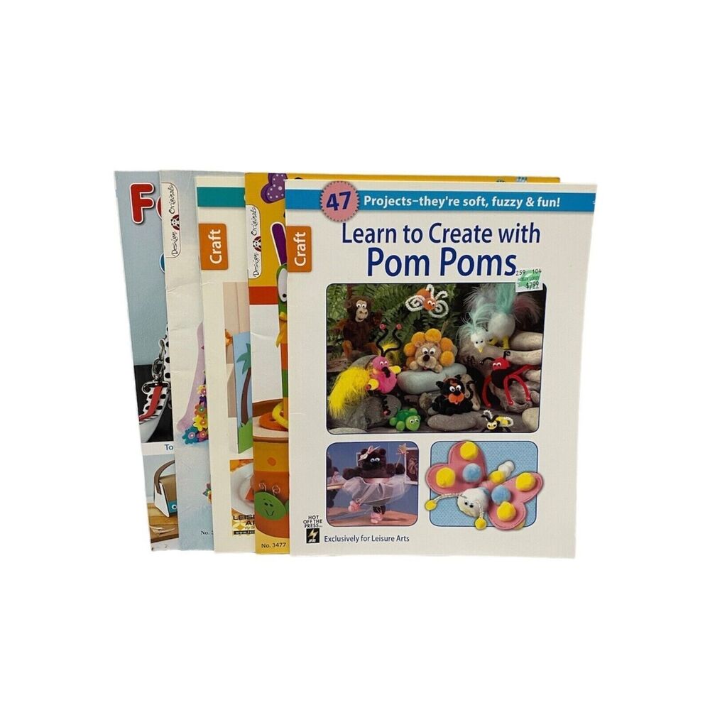 5 Crafting books lot For Foam Crafts Woodlet’s and Pom Pom’s Assorted Crafts